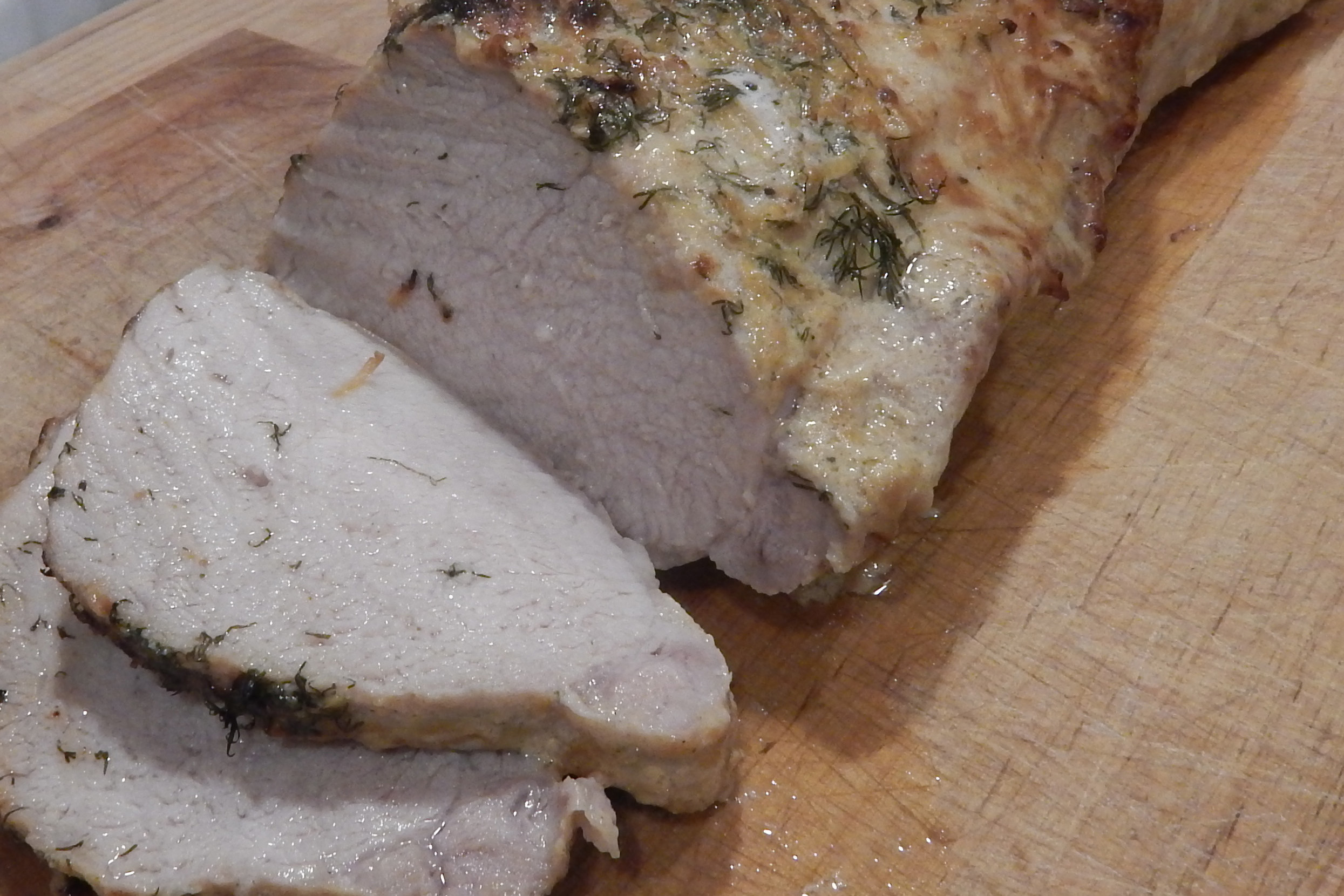 Herb-Crusted Pork Loin with Lemon-Dill Cream