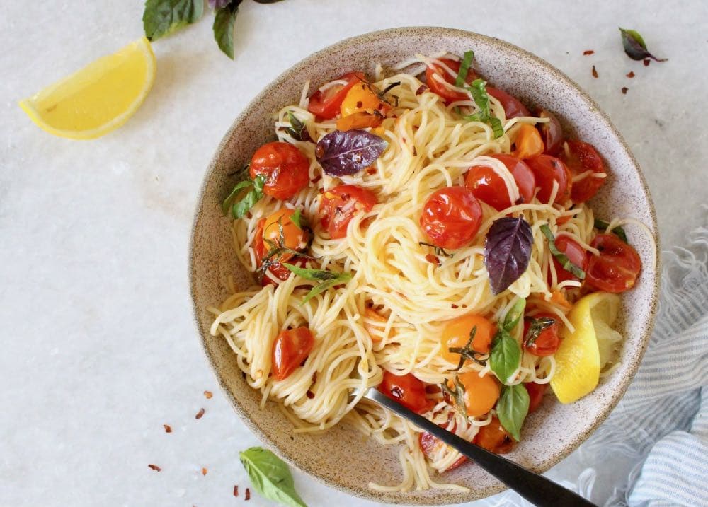 Pasta with Sautéed Cherry Tomatoes and Basil