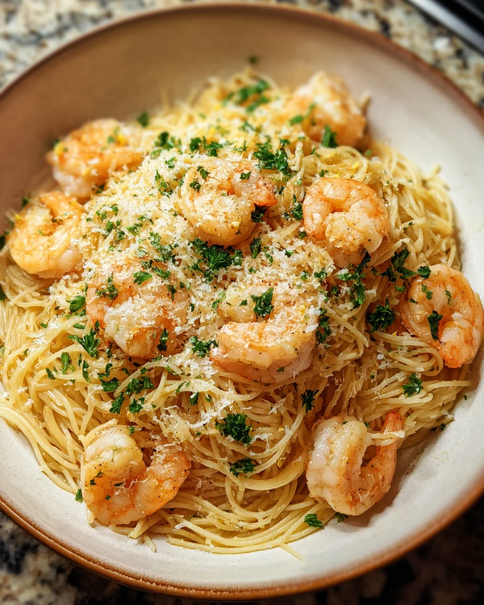 Lemon-Garlic Shrimp Pasta with Fresh Parsley