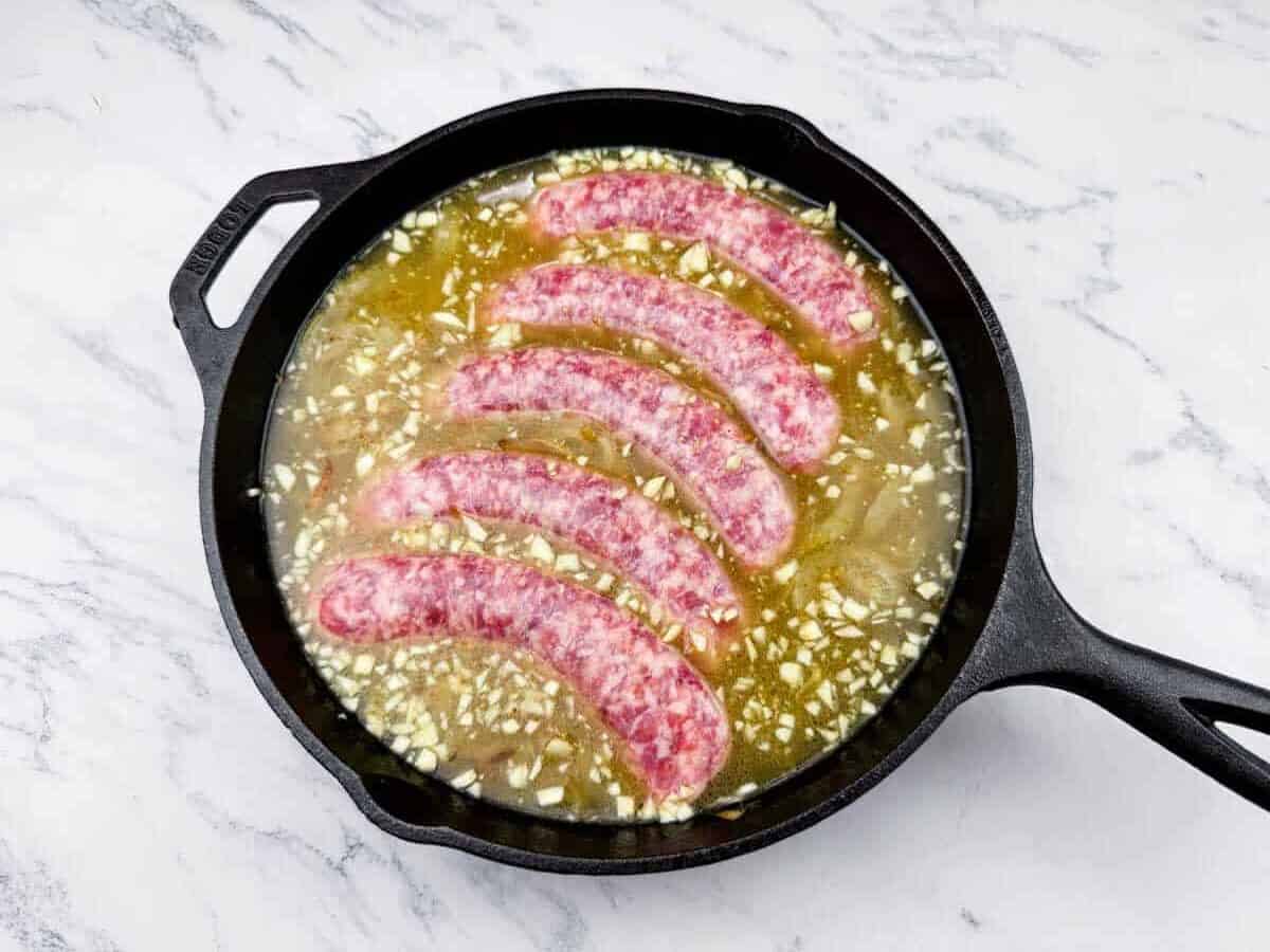 Beer-Braised Brats with Caramelized Onions