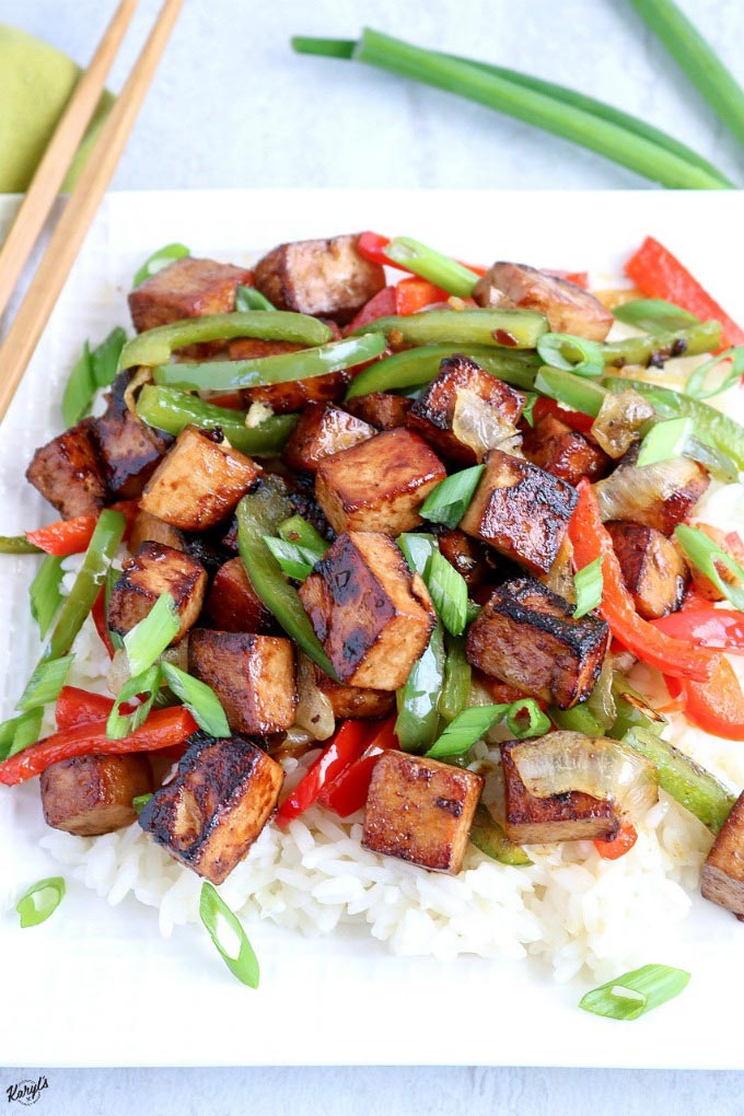 Sesame-Glazed Tofu Stir-Fry with Carrot and Bell Pepper Strips