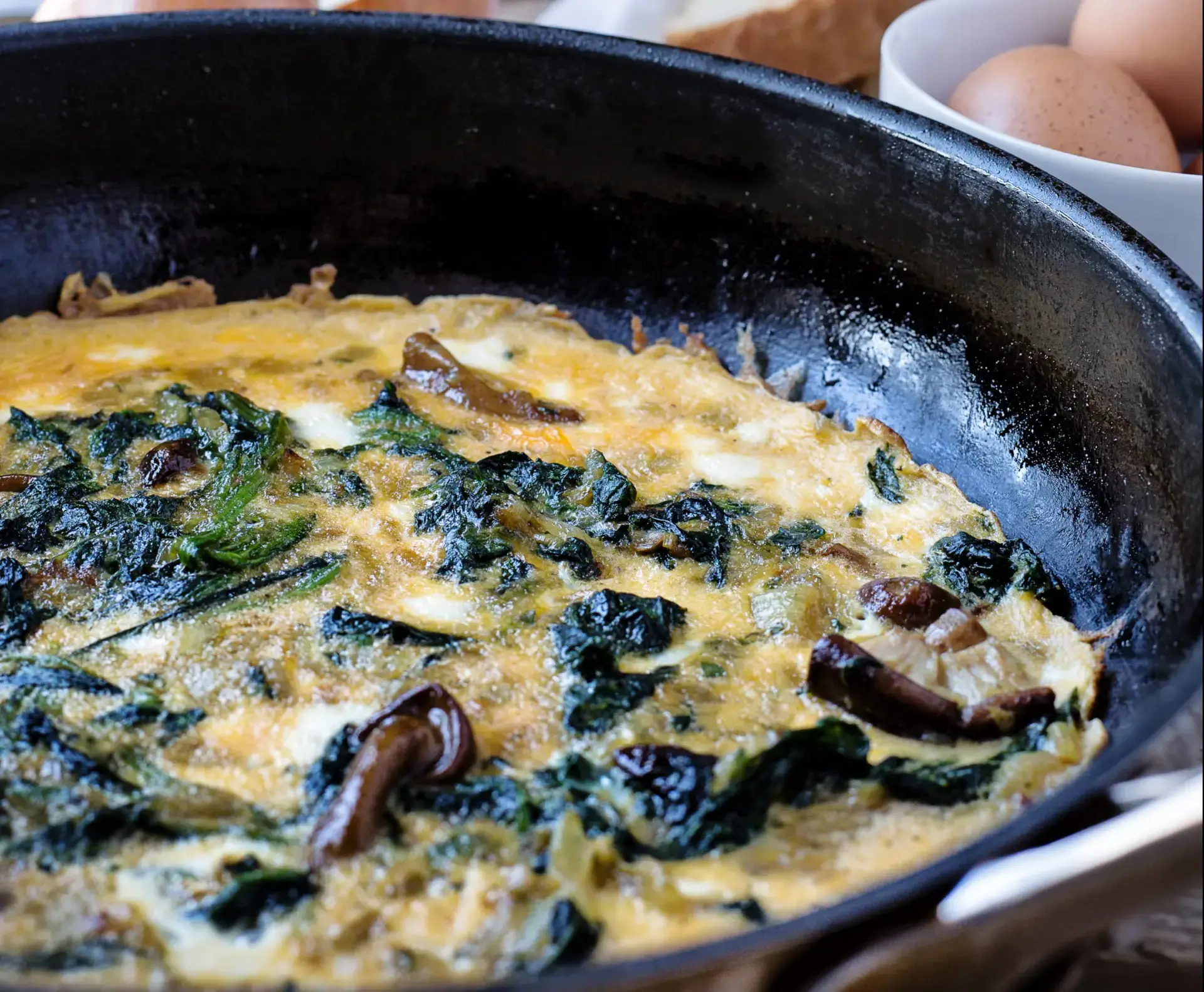 Sautéed Spinach and Mushroom Omelet with Parmesan
