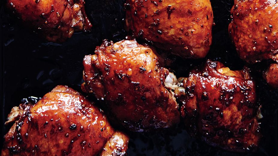 Coconut Aminos-Glazed Chicken Thighs with Roasted Asparagus