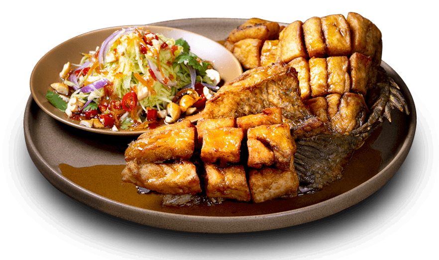 Mustard Seed Fried Fish with Sour Mango