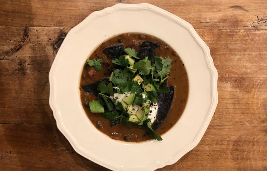 Chipotle-Spiced Black Bean Soup with Corn and Cilantro