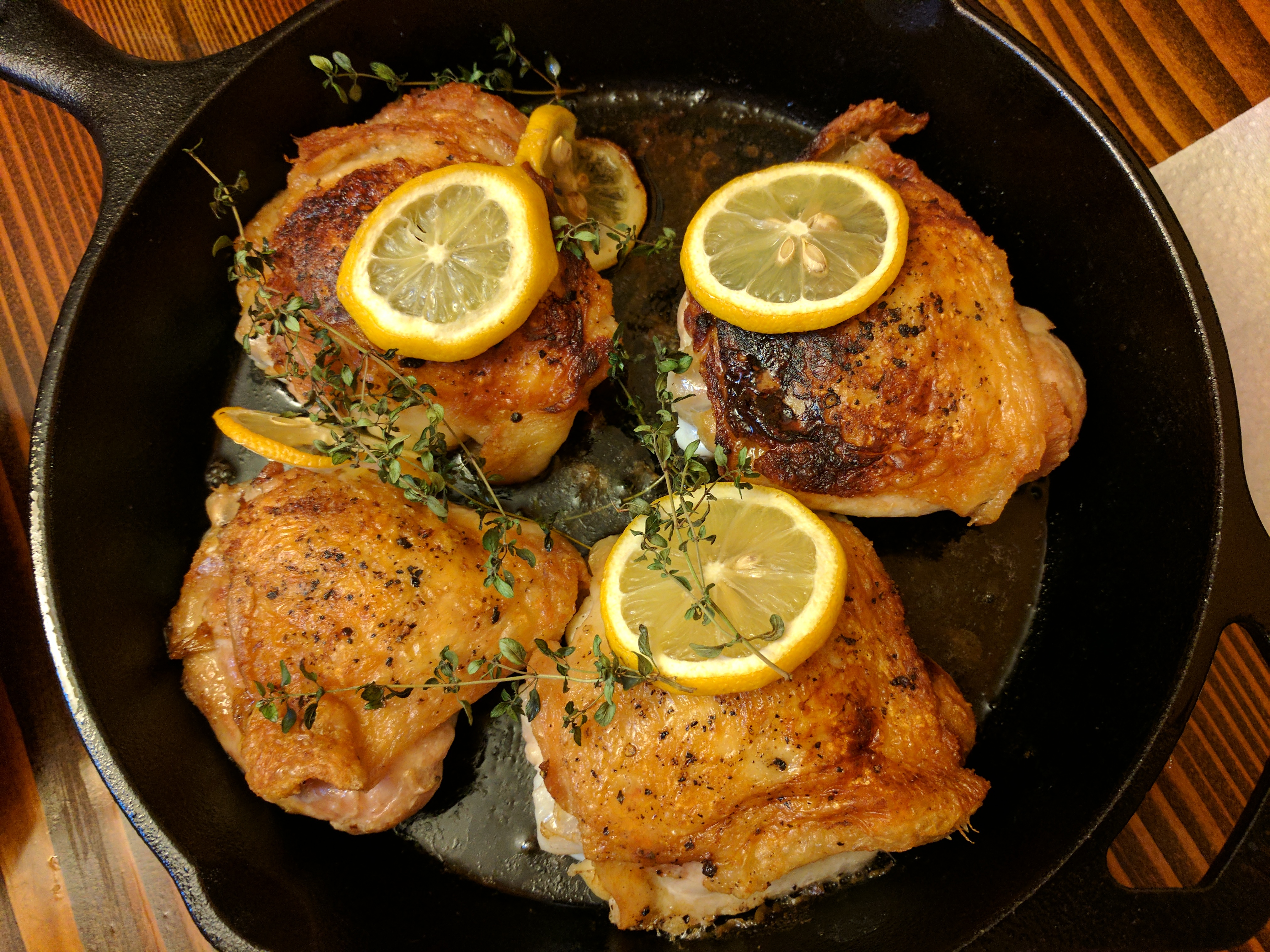 Slow-Cooked Chicken Thighs with Lemon and Thyme