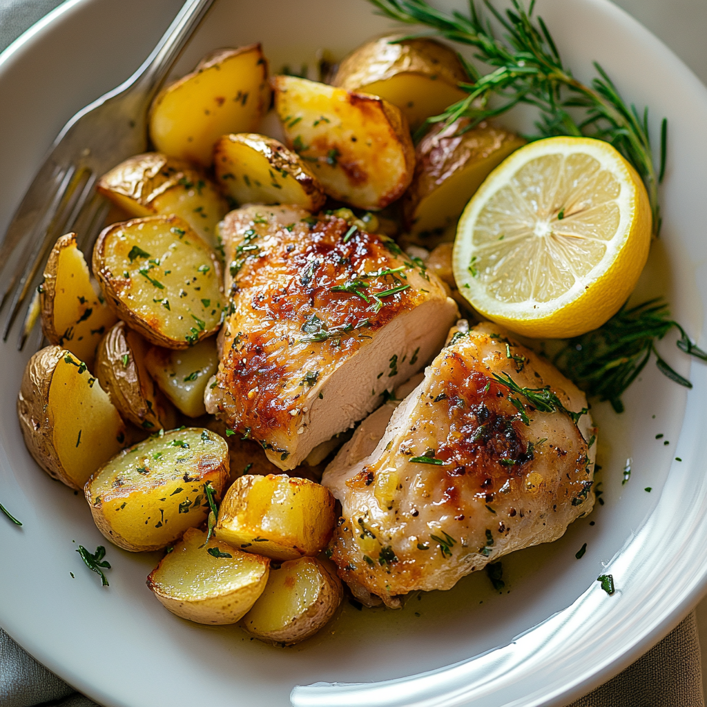 Pan-Seared Lemon Thyme Chicken with Roasted Potatoes