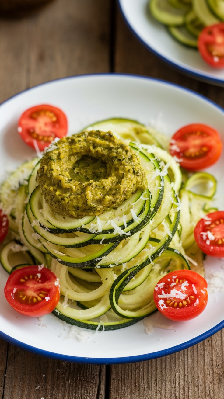 Zucchini Noodles Tossed with Basil Pesto