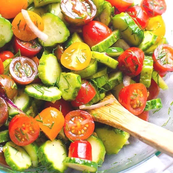 Cucumber-Tomato Salad with Lemon-Herb Vinaigrette