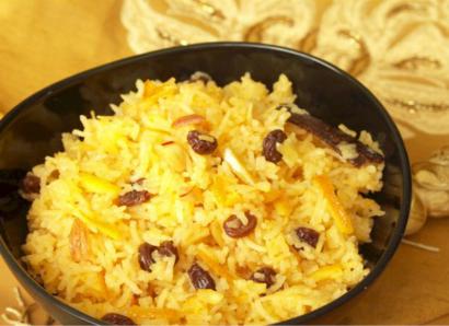Saffron-Scented Rice with Dates and Pistachios