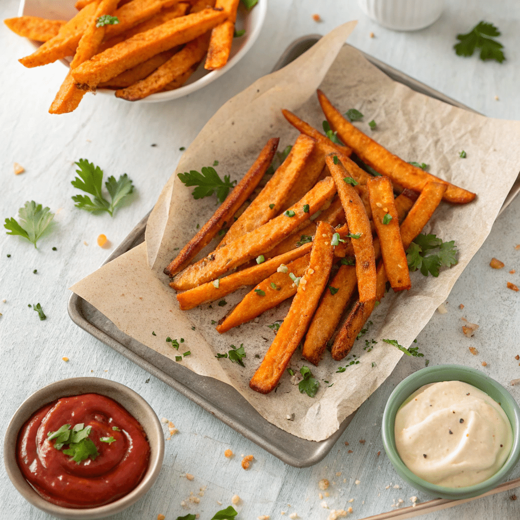 Maple-Baked Sweet Potato Fries with Sea Salt
