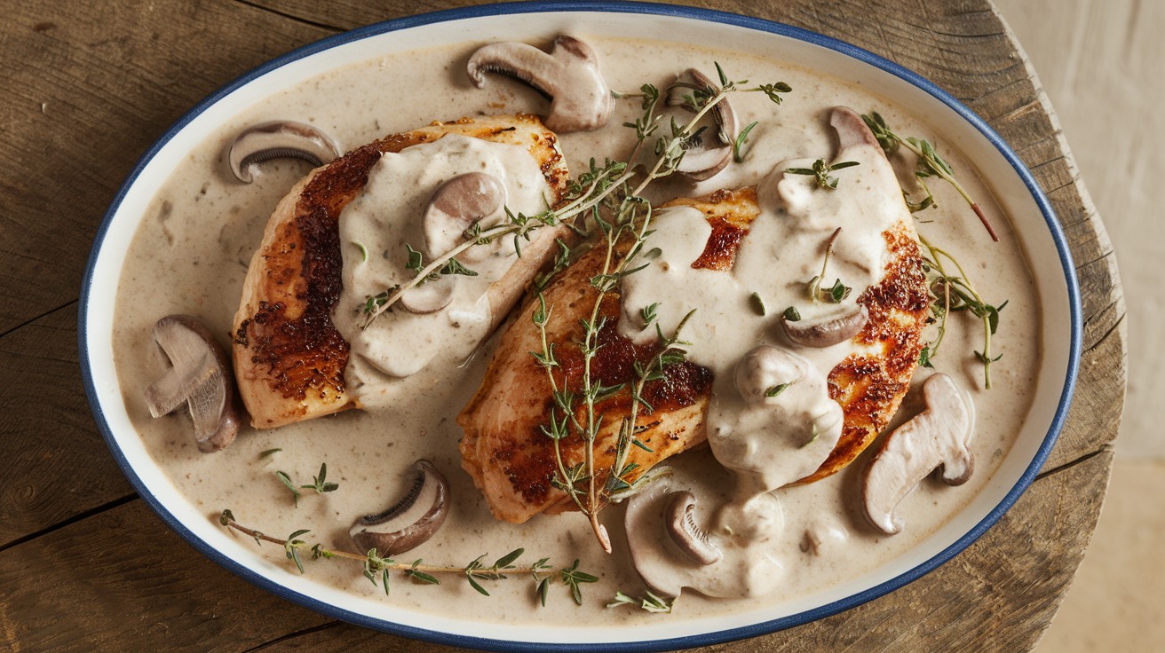 Pan-Seared Chicken with Mushroom and Thyme Cream