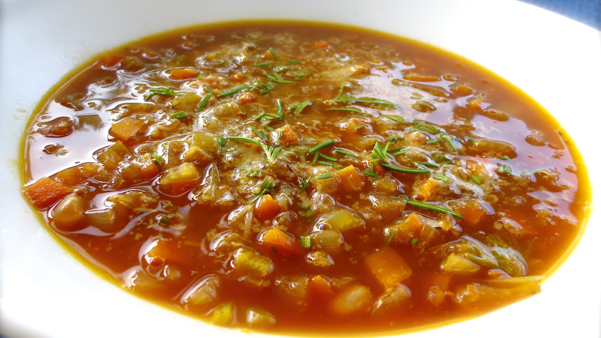 Slow-Simmered White Bean and Pasta Soup with Rosemary