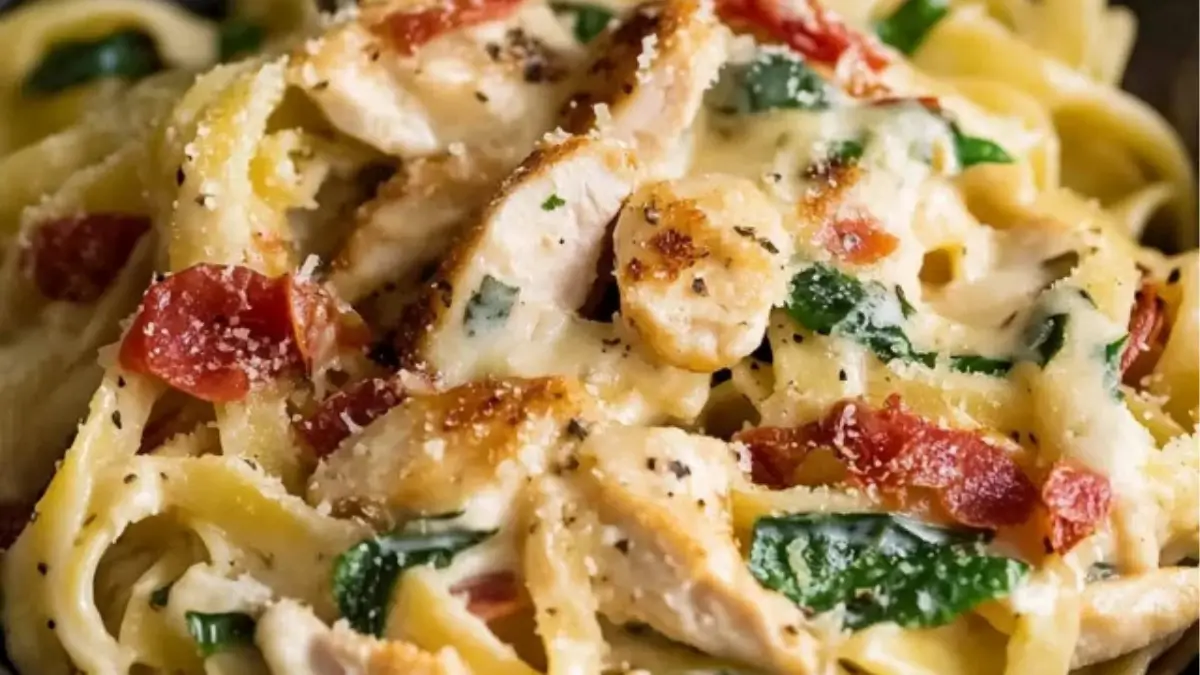 One-Pan Chicken and Pasta with Sun-Dried Tomatoes and Spinach