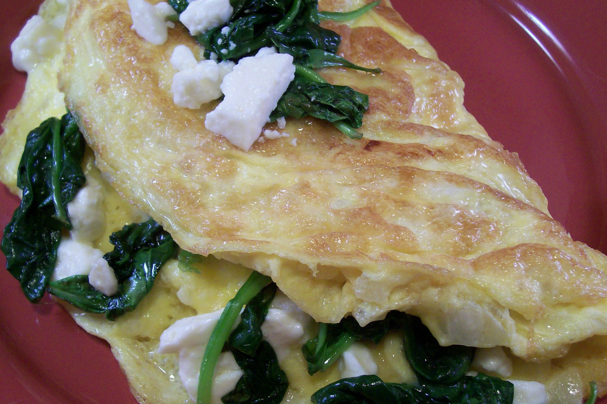 Folded Spinach and Feta Omelet with Avocado