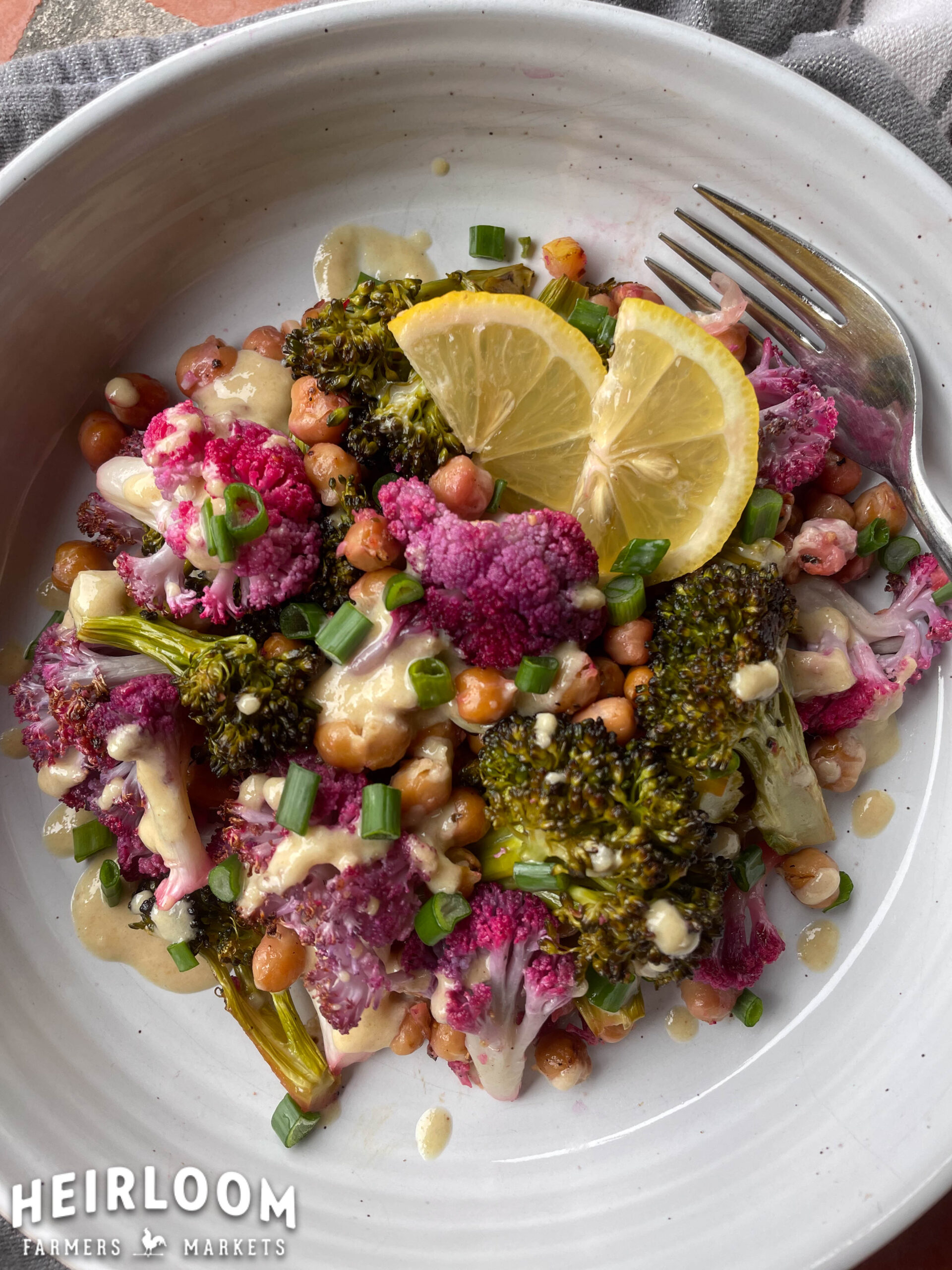 Roasted Cauliflower and Broccoli with Garlic and Lemon