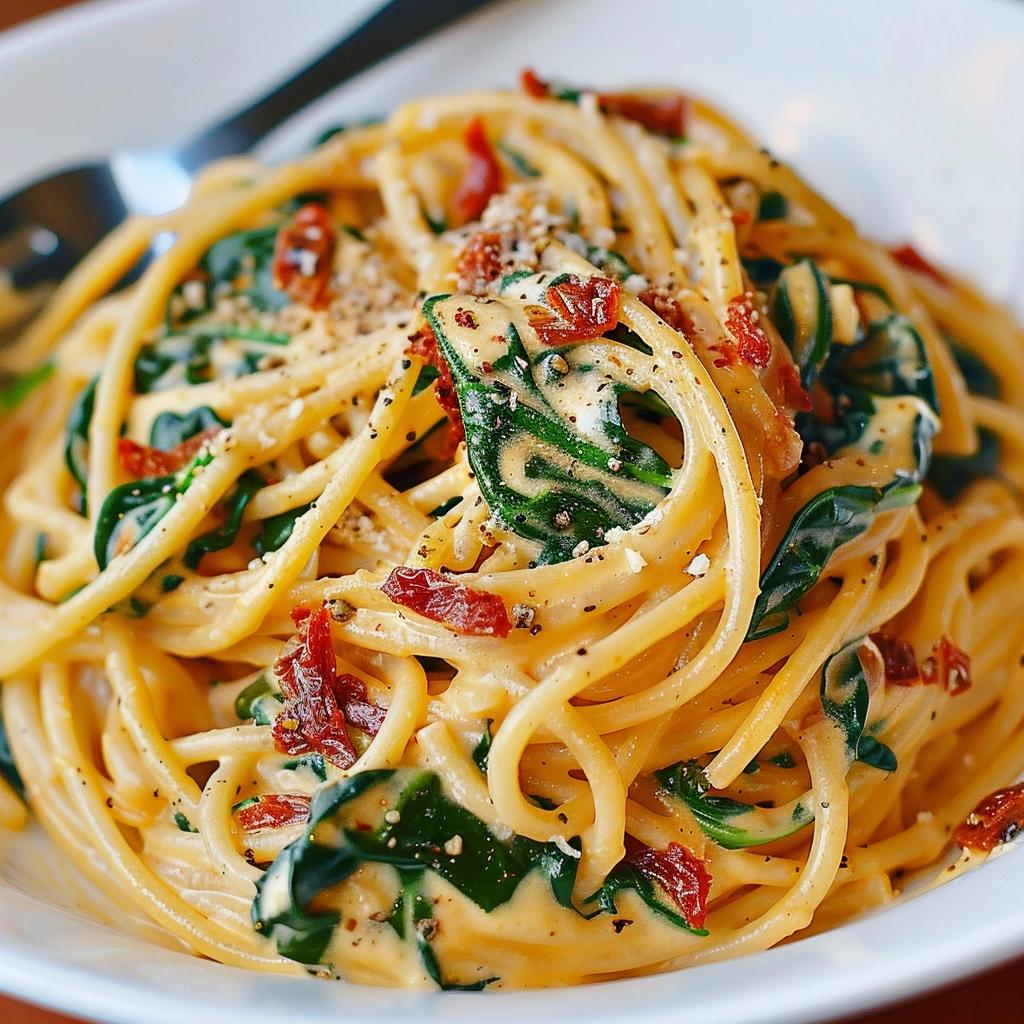 Spaghetti with Sun-Dried Tomato and Pesto Sauce