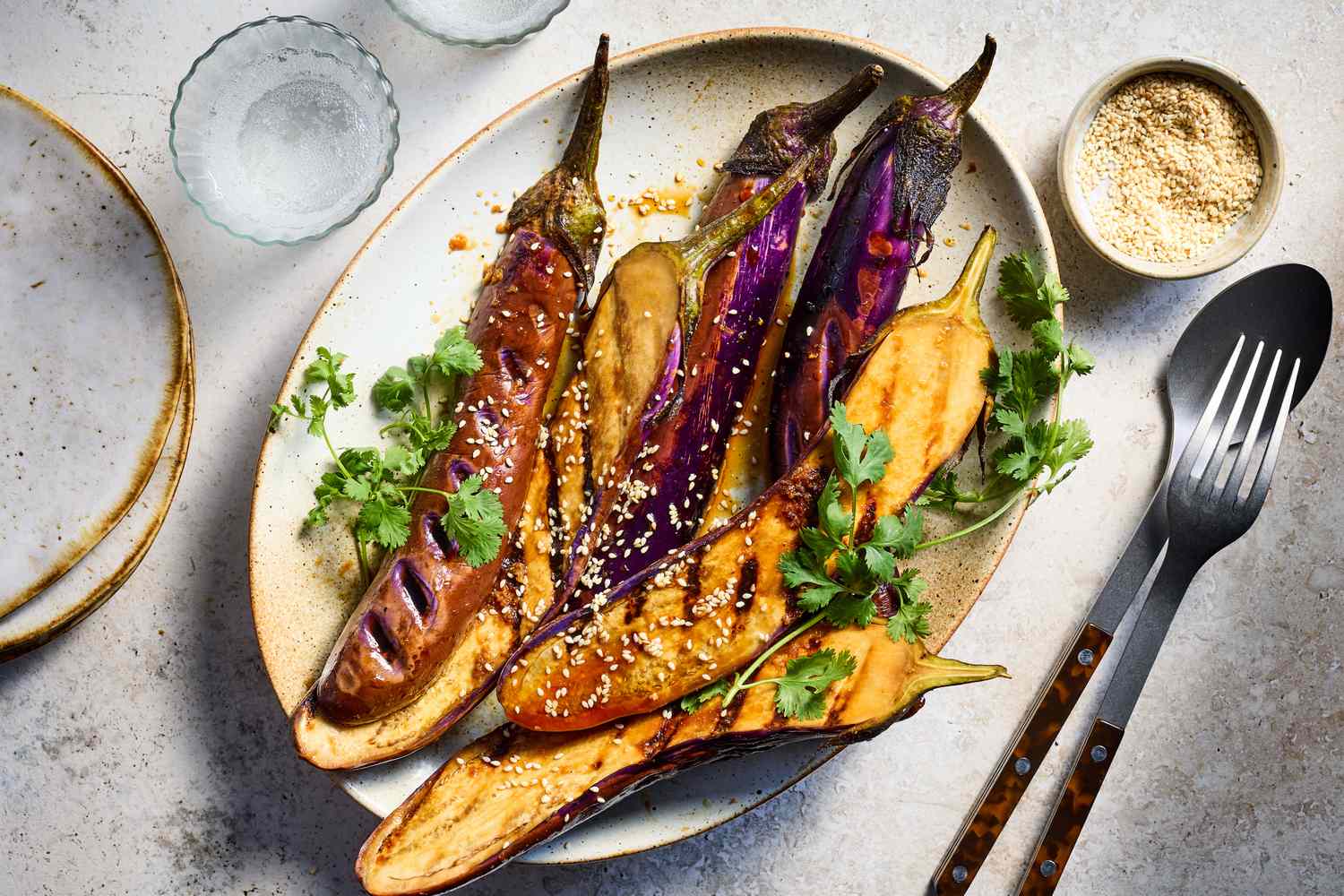 Stir-Fried Eggplant and Sweet Potato with Toasted Sesame and Soy