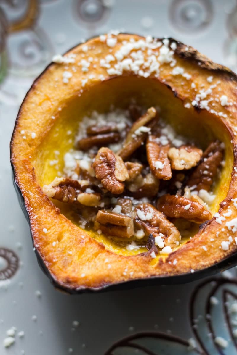 Maple-Butter Roasted Acorn Squash with Walnuts