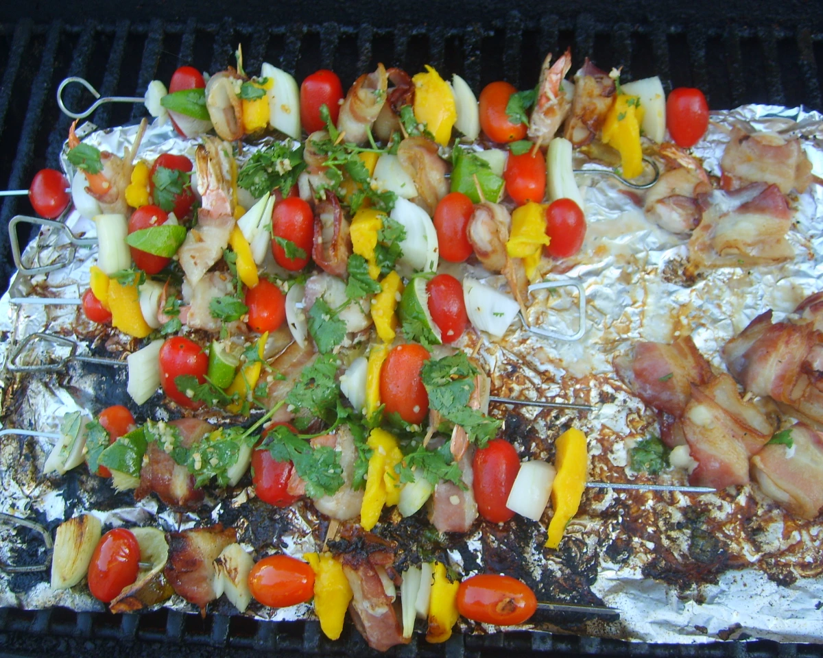 Lemon-Pepper Shrimp Skewers with Mango Salsa