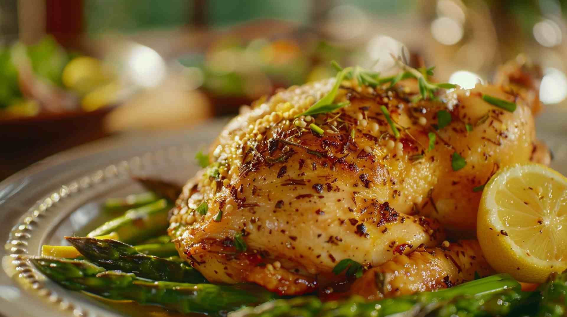 Herb-Crusted Chicken with Roasted Garlic Asparagus