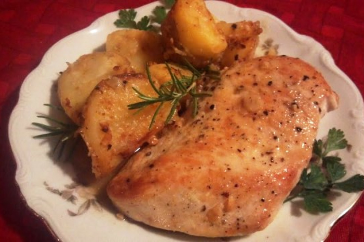 Rosemary-Pepper Crusted Chicken Breast with Lemon-Dill Sauce