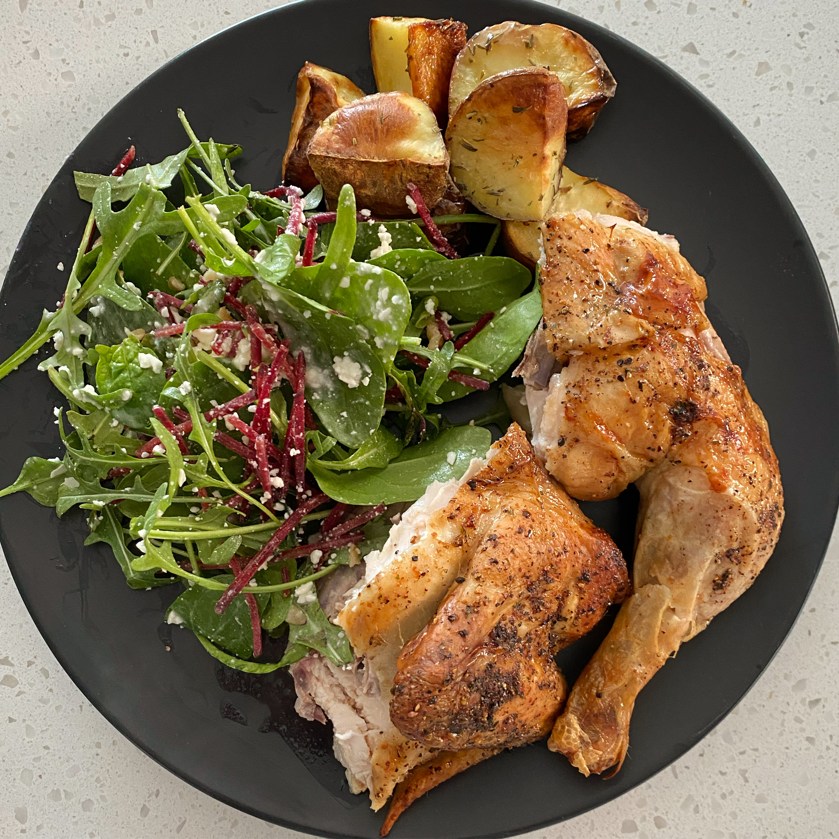 Tomato-Basil Pan-Roasted Chicken with Crispy Potatoes