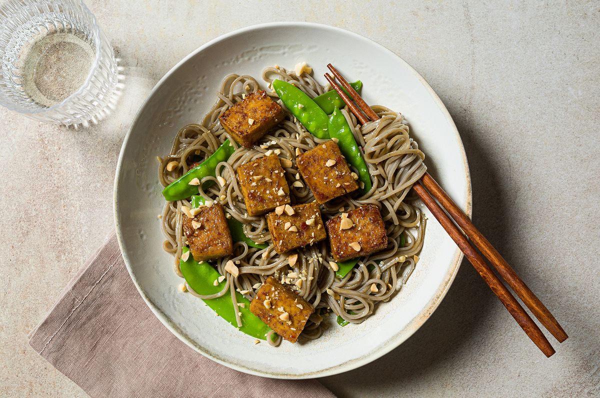 Traditional Japanese Soba Noodles with Tofu