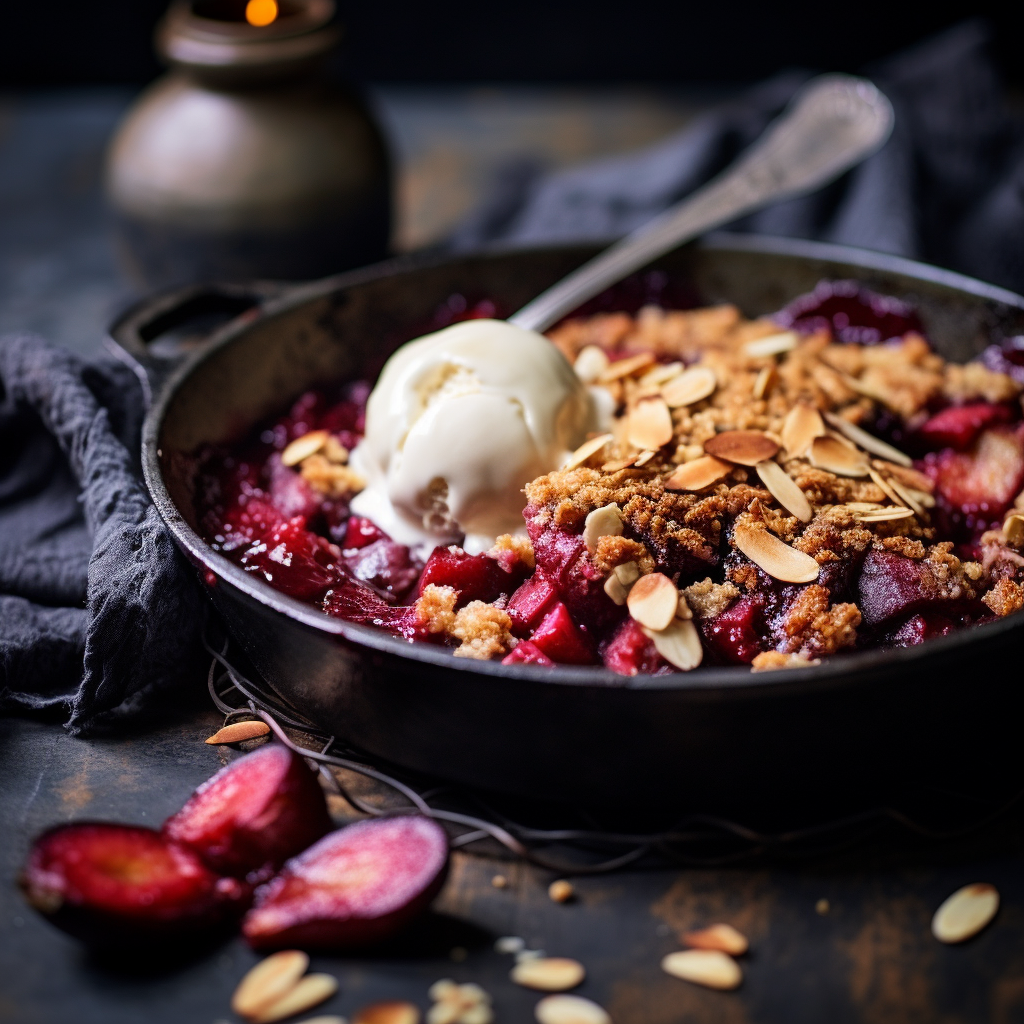 Spiced Plum and Almond Crumble