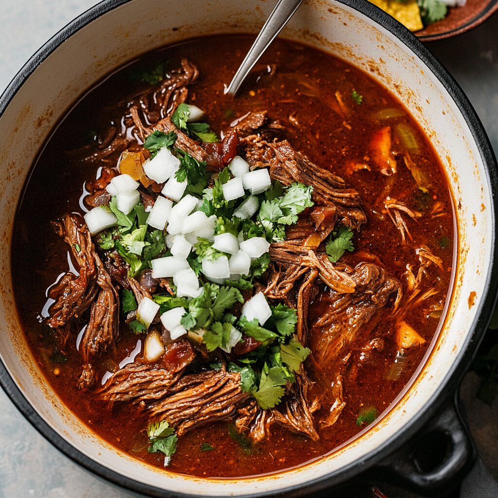 Slow-Cooked Birria-Style Beef Tacos with Avocado Lime Crema