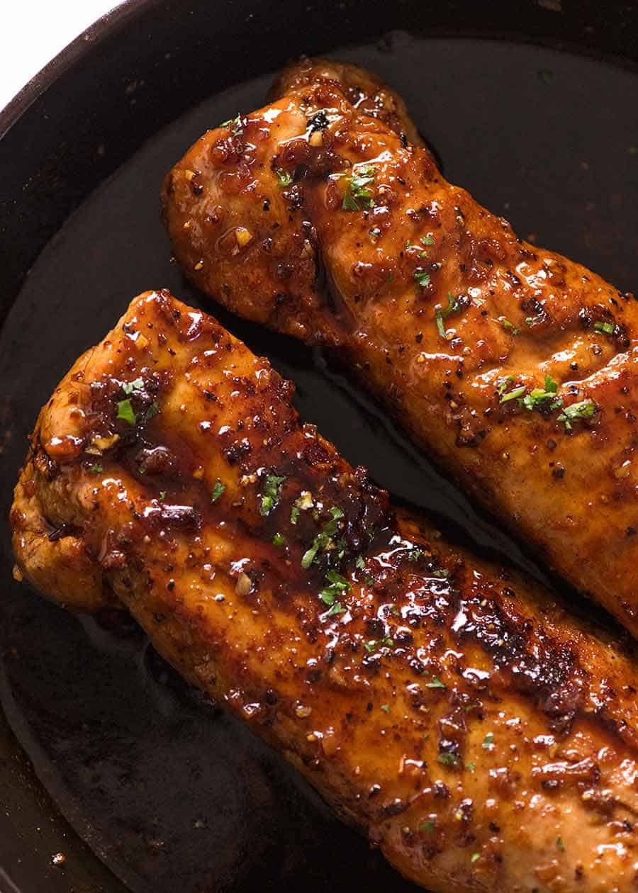 Baked Pork Tenderloin with Plantain and Mojo Sauce