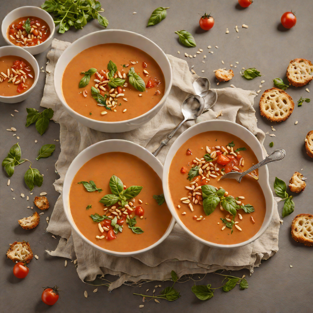 Herb-Infused Tomato Basil Soup with Crispy Garlic