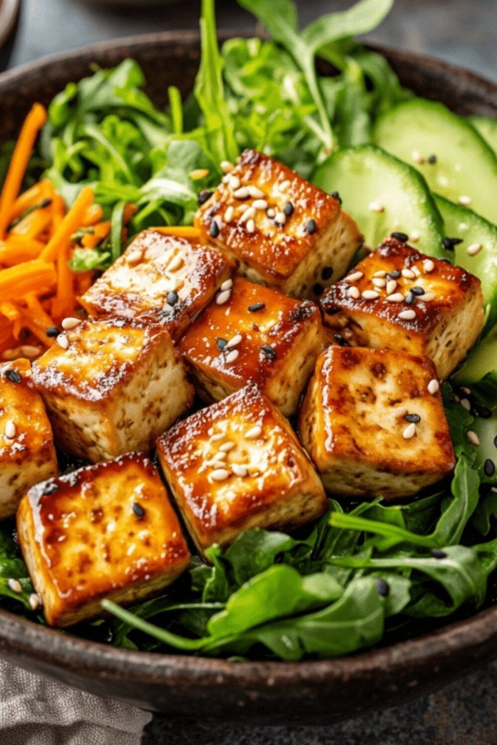 Miso-Glazed Tofu with Seaweed Salad
