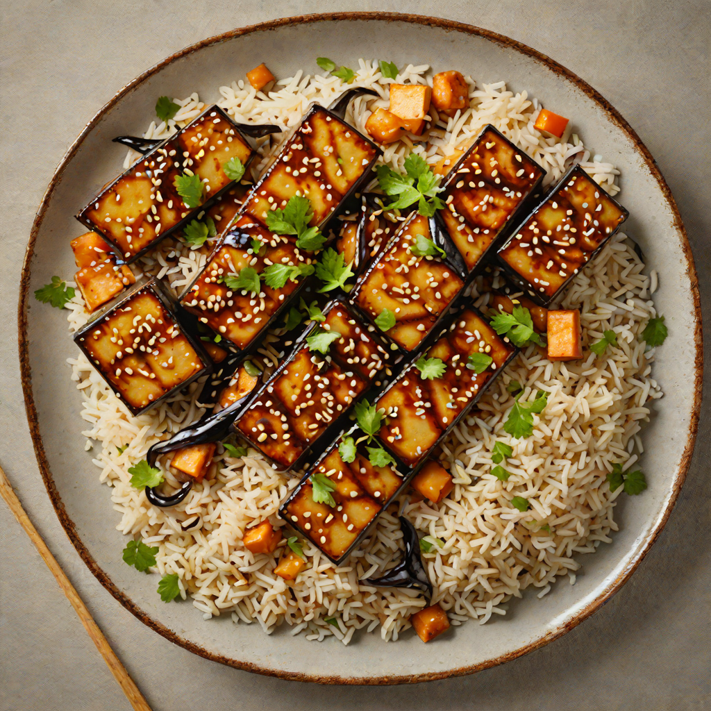 Miso-Glazed Eggplant and Tofu with Sesame Rice
