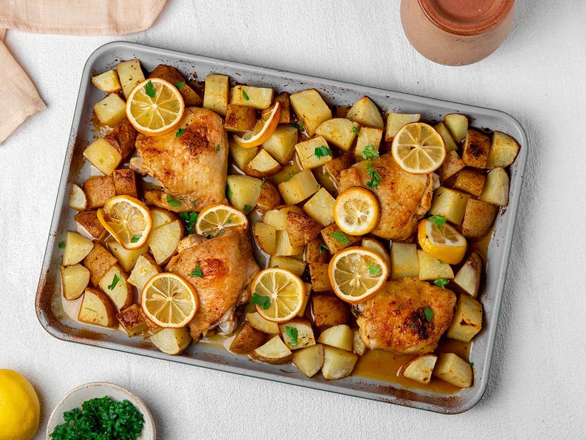 Sheet Pan Lemon-Dill Chicken with Roasted Potatoes and Asparagus