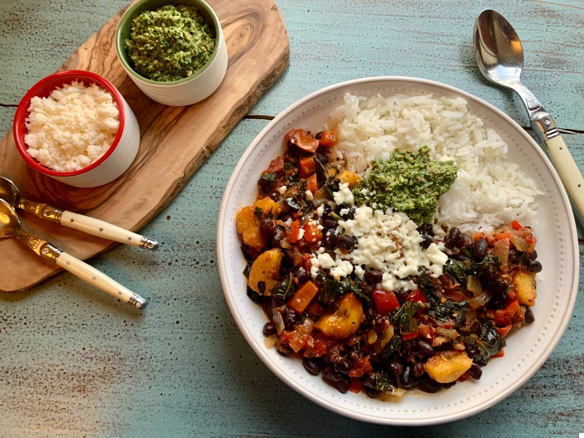 Smoky Grilled Plantain and Black Bean Stew