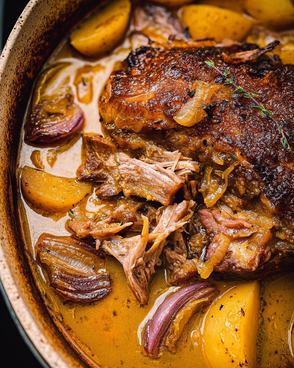 Slow-Simmered Pork Shoulder with Apple Cider Glaze