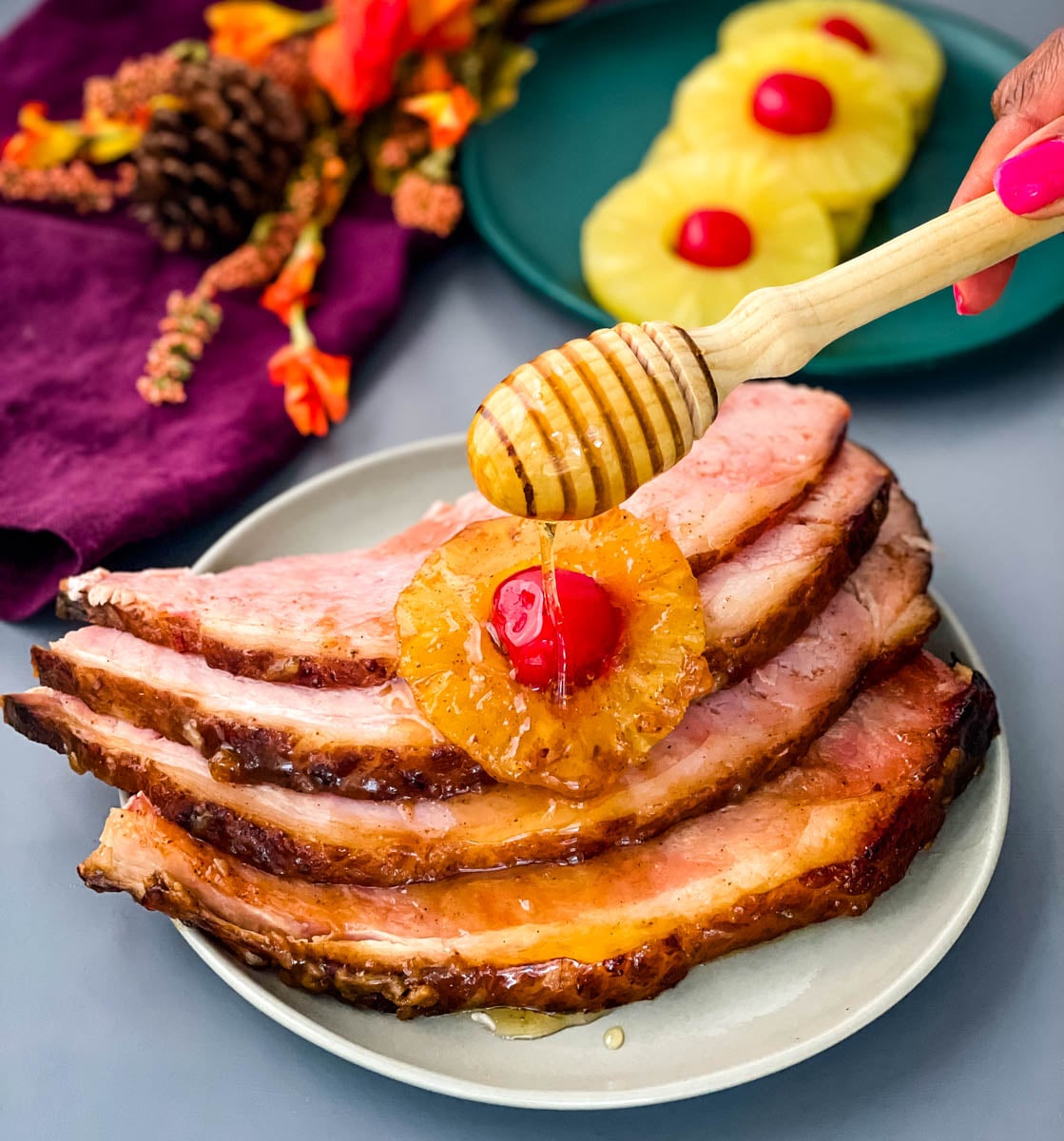 Maple-Glazed Baked Ham with Pineapple Slices