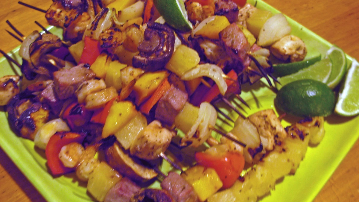 Tropical Fruit Kabobs with Coconut-Lime Drizzle