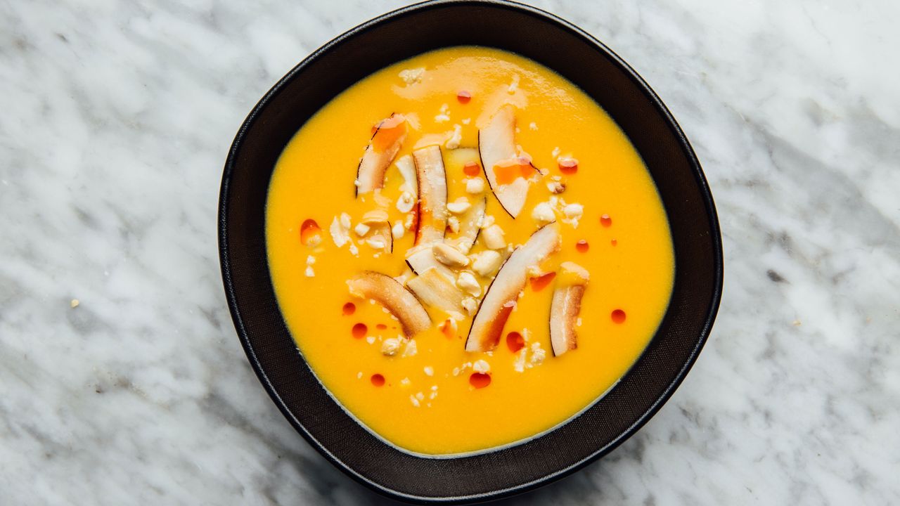 Miso-Infused Eggplant and Sweet Potato Soup