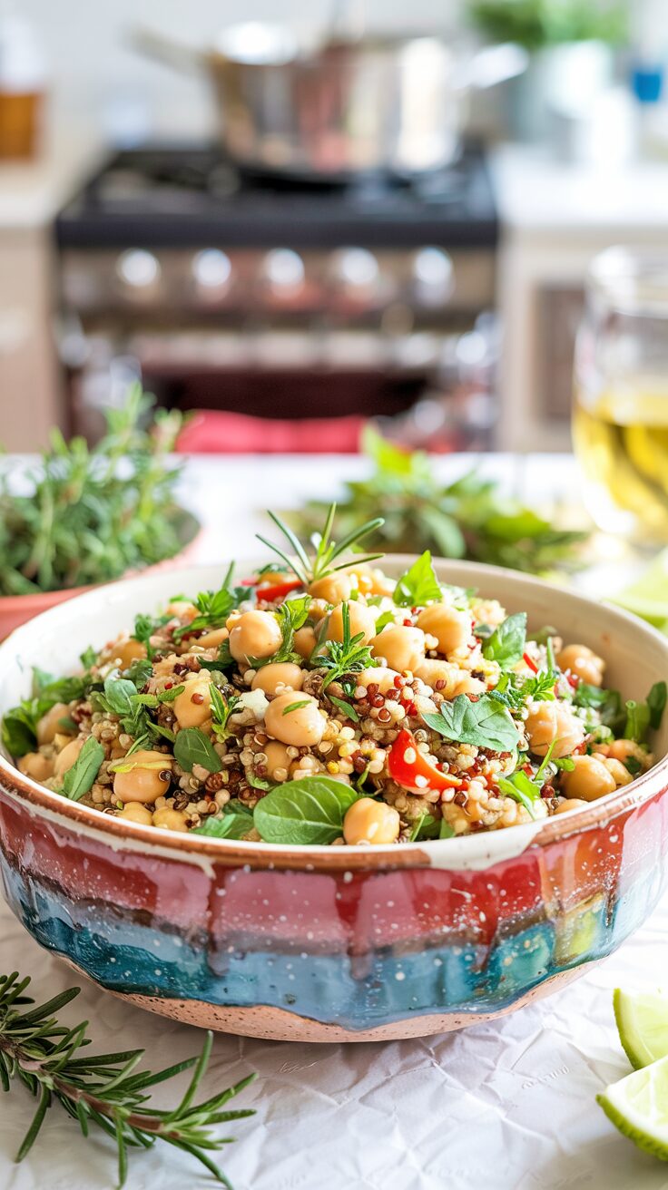 Lemon-Dill Chickpea Salad with Crispy Quinoa