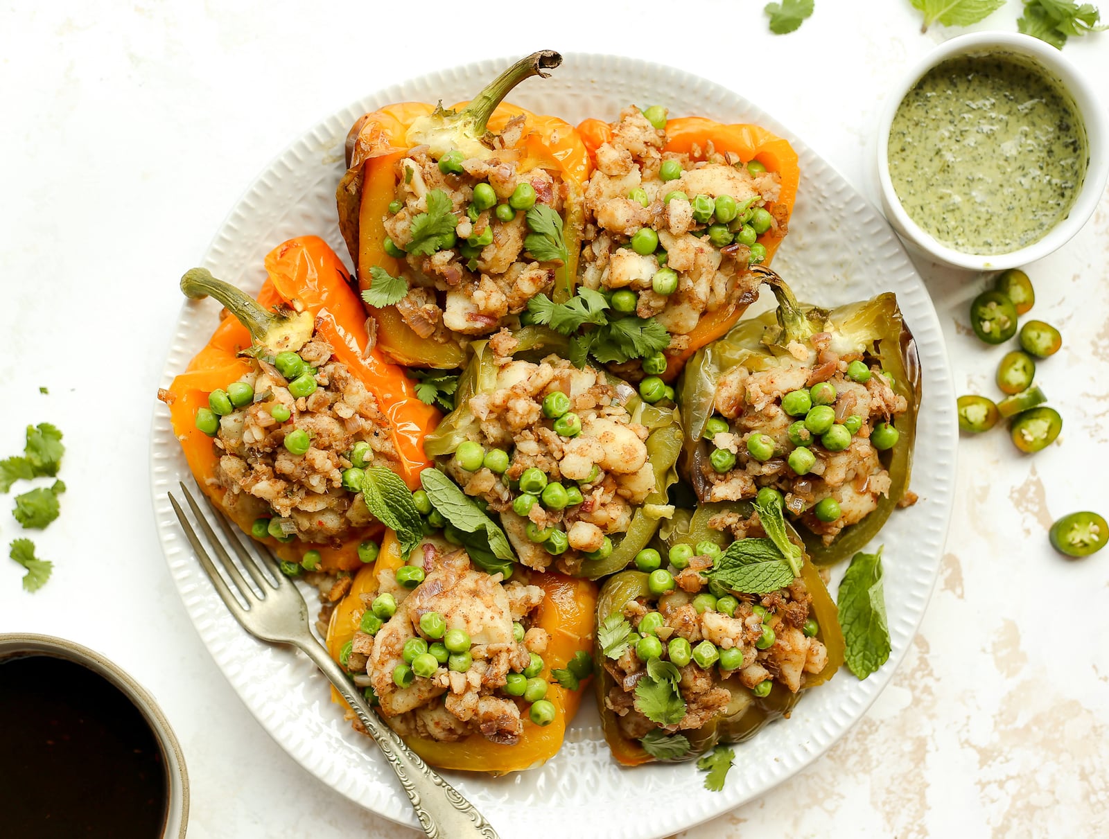 Kūmara and Spinach Stuffed Bell Peppers