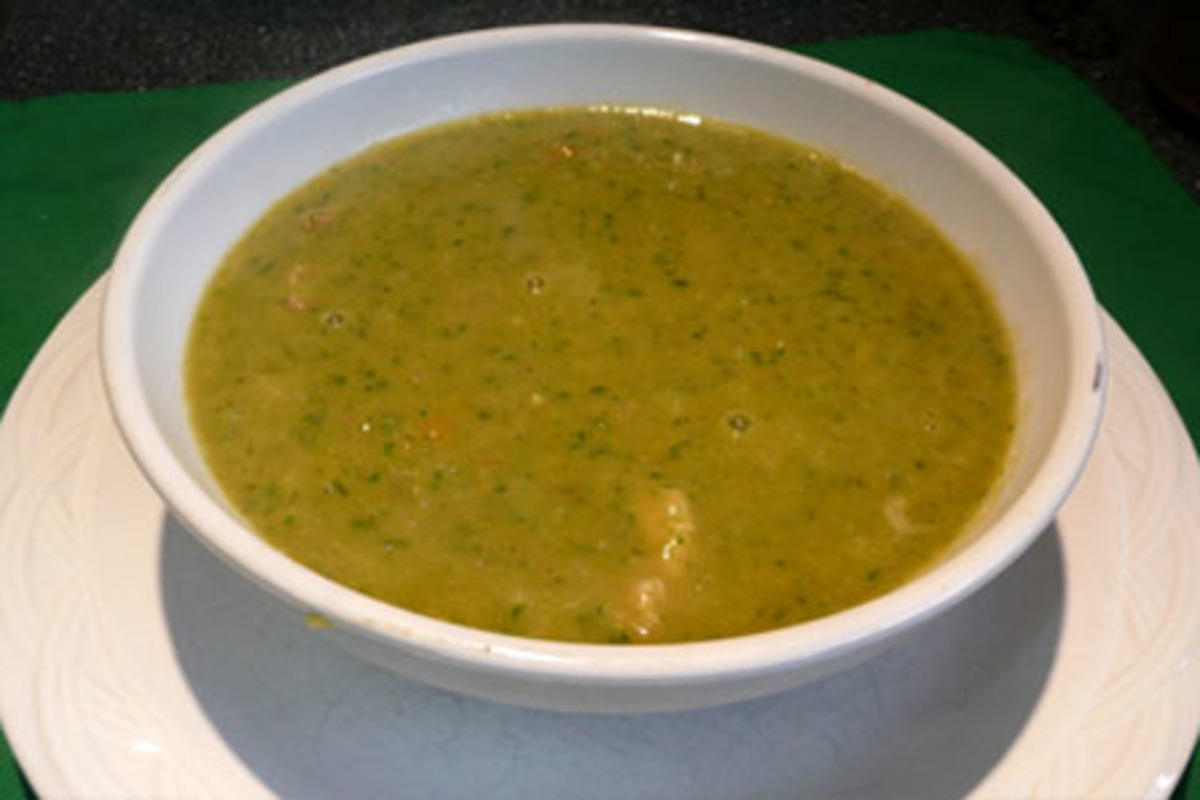 Lemon-Dill Pea Soup with Pan-Fried Pancetta