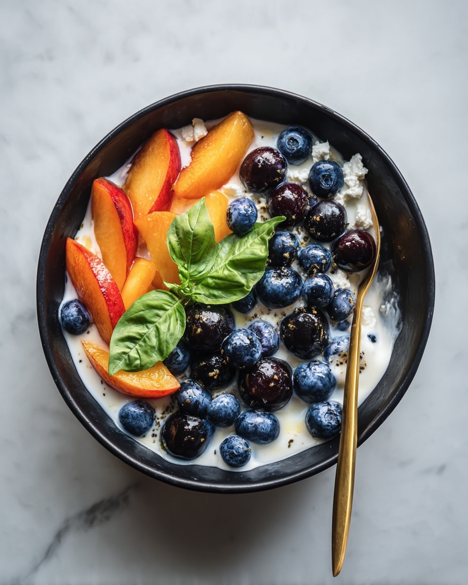 Mixed Berry Peach Salad with Honey-Lemon Vinaigrette