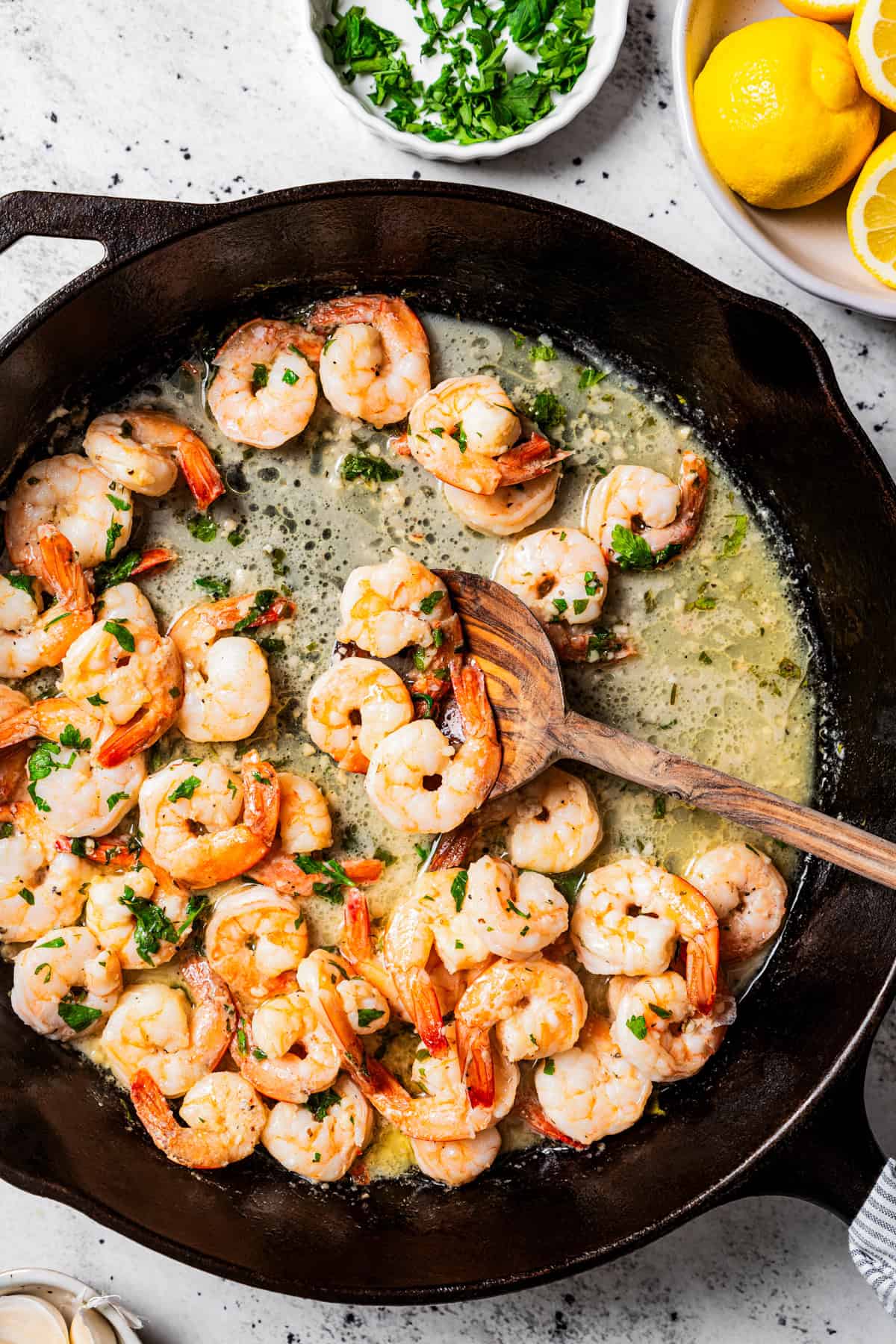Sautéed Shrimp with Lemon-Garlic Broth