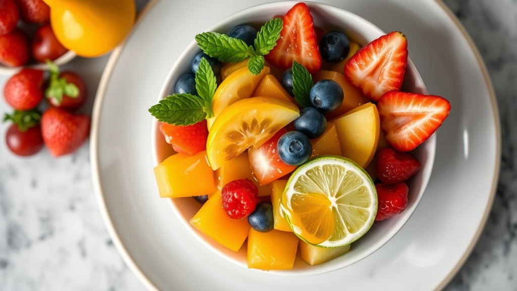 Morning Sunrise Fruit Bowl with Honey-Lime Drizzle