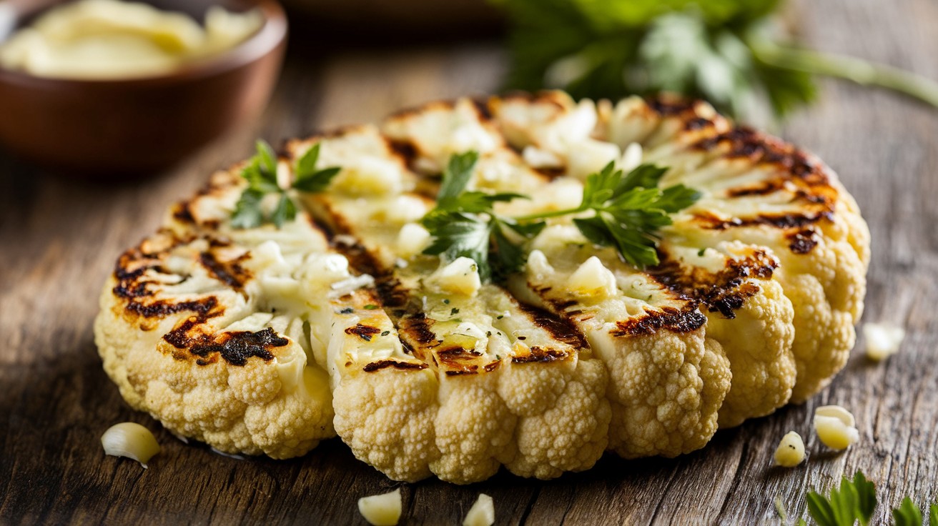 Pan-Seared Cauliflower Steaks with Garlic Butter