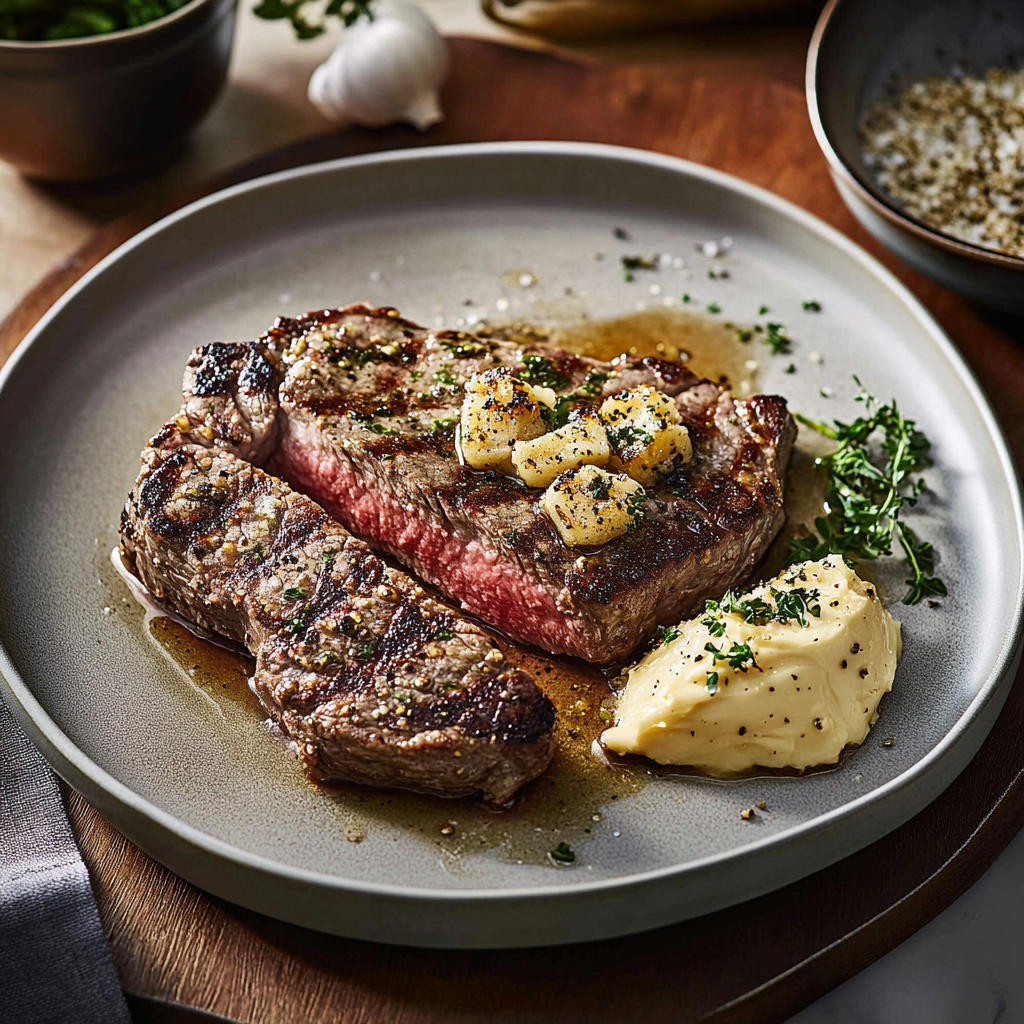 Sautéed Garlic Butter Steak with Asparagus
