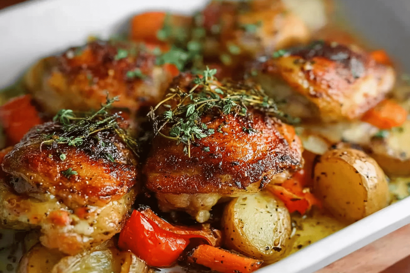 Herb-Rubbed Chicken Thighs with Roasted Sweet Potatoes