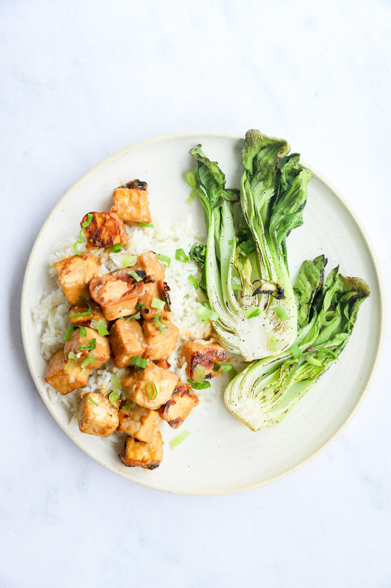 Miso-Caramelized Tofu with Bok Choy and Rice